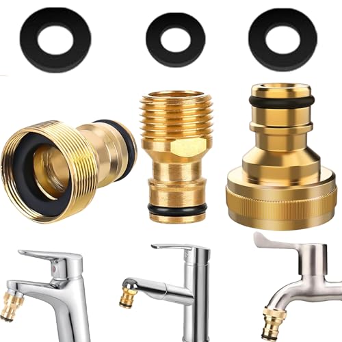 TREABEAR 3Pcs Adaptateur Tuyau Arrosage Robinet Cuisine, Raccord Tuyau d'Arrosage 15/21, Adaptateur Robinet Tuyau Arrosage, Connecteur Tuyau Arrosage, Adaptateur Robinet Cuisine pour Tuyau d'Arrosage