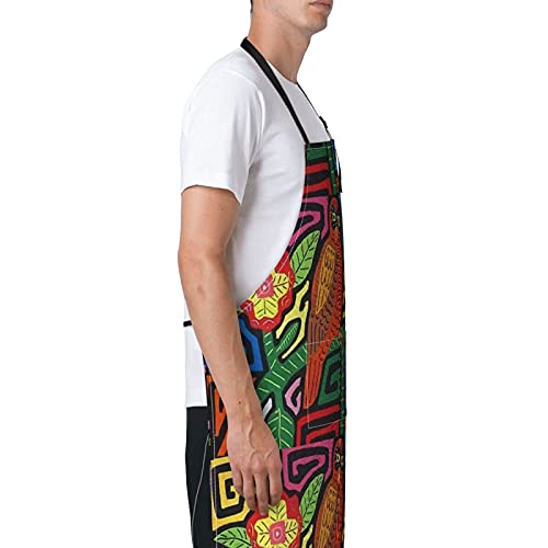 Antkondnm Mola De Panama Adjustable Bib Aprons, Water Oil Stain Resistant Black Chef Cooking Kitchen Aprons With Pockets For Men Women #TOP1