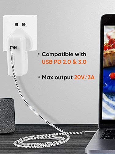 Cablecreation Usb C To Usb C Cable 10 Ft 60W, Braided Usb Type C Fast Charging Cable, Usb C Cable To Usb C 3A 480Mbps Data For Macbook Pro Air Galaxy S22 Ultra/S21/S20+ Pixel 4/5 Etc. 3M Space Gray #TOP2