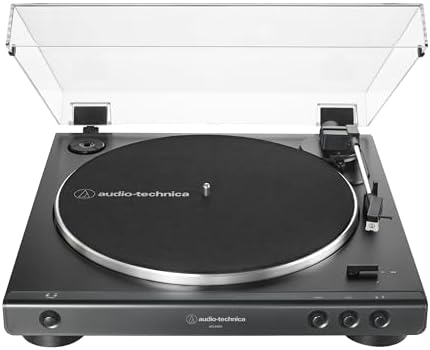 Audio-Technica AT-LP60X-BK Fully Automatic Belt-Drive Stereo Turntable, Black, Hi-Fi, 2 Speed, Dust Cover, Anti-Resonance, Die-Cast Aluminum Platter - 1
