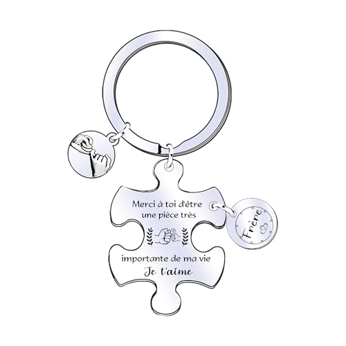 POIUYTRE Porte-clés en Métal avec Message d'Amour pour Frère, Cadeau Personnalisé avec Pochette,Cadeau Frere Original pour Frere Anniversaire Noel (4)