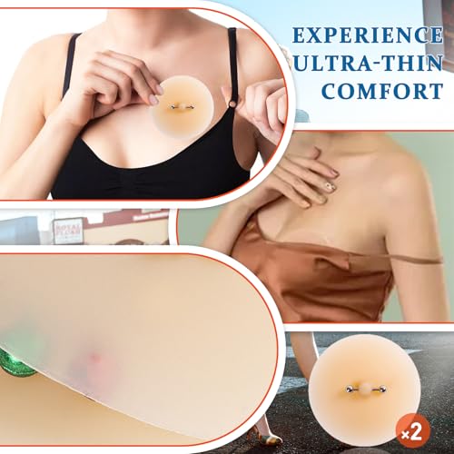2 Pcs Silicone Nipple Cover with Piercing, Waterproof, Reusable Pasties3