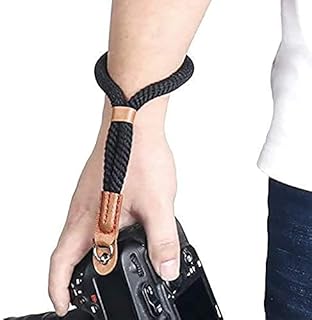 Camera Wrist Strap, Sugelary Soft Cotton Leather DSLR Wrist Strap for Canon Canon Nikon Sony Fujifilm Mirrorless Camera (Black)