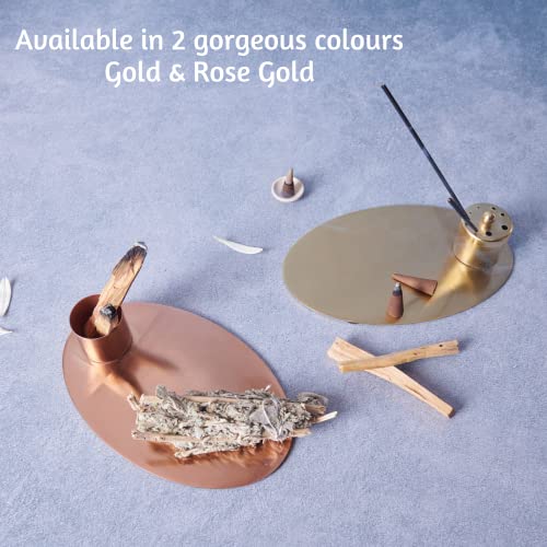 Folkulture Incense Holder Or Incense Burner, Modern Insence Ash Catcher Or Insense Stick Holder For Home Décor, Metal Tray To Burn Incense Sticks, Incense Cones Or Palo Santo, Gold #TOP6