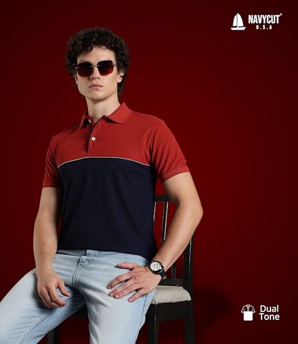 Image of Men's Polo T-Shirt | Regular Fit Short Sleeve Shirt with Collar | Solid Color Casual & Sport Polyester Top for Men | Machine Washable