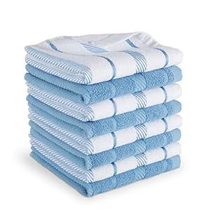 KitchenAid Albany Dishcloth 8 Pack Set, Blue Velvet/White, 12″x12″
