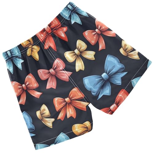 Pigsaly Boys Swim Trunks Colored Watercolor Bows Coquette Boys Board Shorts Swimsuit Swimwear Summer Bathing Suit 5T Multicolor2