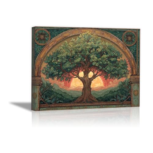 Paysage Tableau Mural Arbre Style Art Nouveau Finition Soignée Salon 70x100