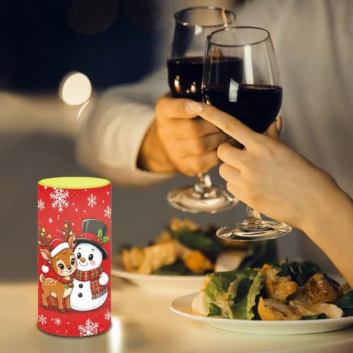 Image of Poceacles Flameless Candle with Remote Control 12 Colors 4 /8 Hours Timer LED Night Lights Pillar Candle Tealights Home Indoor Christmas Decor, Cute Snowman Reindeer Red