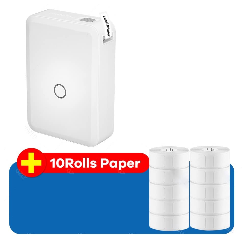 Image of Label Maker with Thermal Label Paper Roll Mini Wireless Bluetooth Label Sticker(D110 Add 10 Rolls)