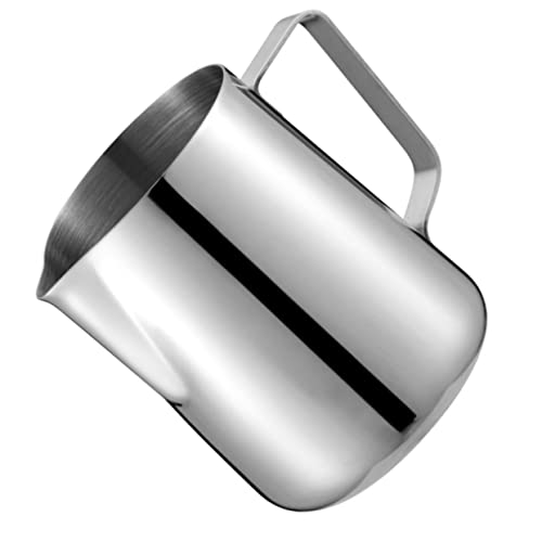 Healifty 1pc Stainless Steel Pull Flower Milk Cup Kettle for Latte Art Stain Resistant Easy to Clean for Coffee Tea and More Kitchen Gadget Silver Finish