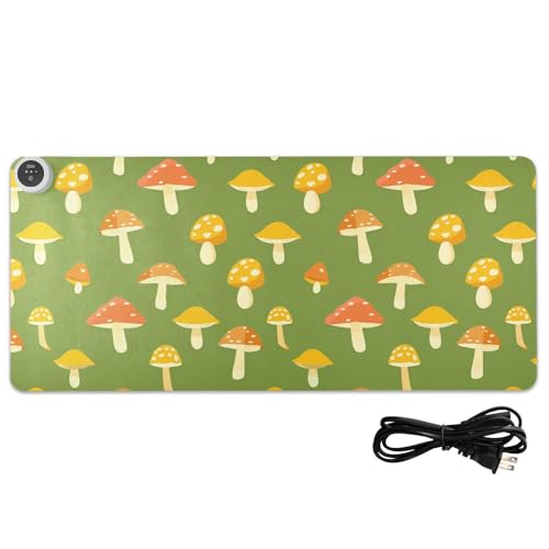 Tapis de souris chauffant grand format 80x33cm cuir vert pour ordinateur