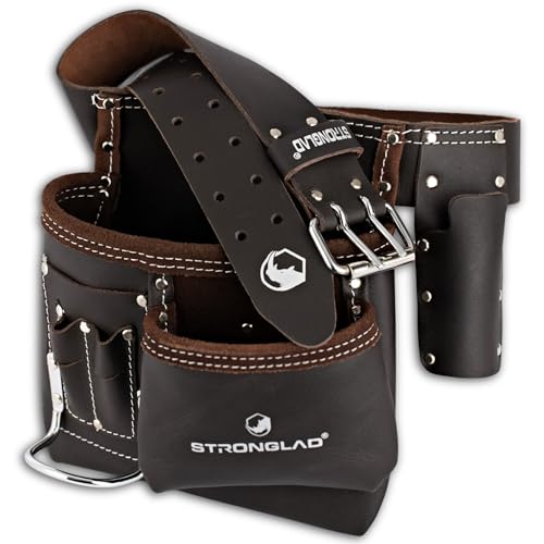 STRONGLAD Leather Tool Belt &ndash; 6-Pocket Utility Pouch