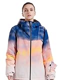 Veste de ski MONTFLIX Veste de ski imperméable à capuche coupe-vent pour femme, rose, Large