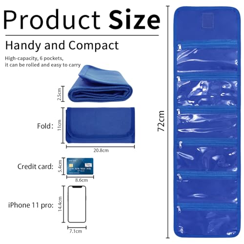 Image of Money Wallet, Money Organizer for Cash with 6 Zippered Pocket Multipack Money Pouch, Cash Bill Organizer, Envelope Wallet Money Bag Small Travel Money Holder for Budgeting, Receipt and Tips (Blue)