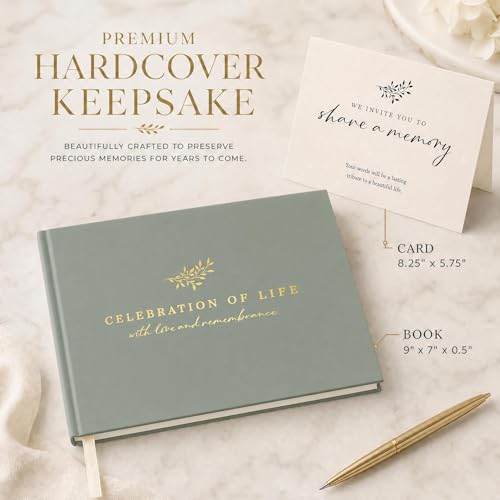 Image of ZICOTO Beautiful Funeral Guest Book for The Celebration of Life - The Perfect Hard Cover in Loving Memory Book with Ample Space to Sign in for Guests - Premium Craftsmanship for Honoring Loved Ones