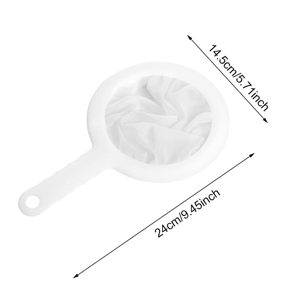 NINEFOX 2PCS 200-Mesh Ultra Fine Juice Strainers, Fine Mesh Design for Juicing, Soy Milk, Wine, Multi-Purpose Kitchen Strainer with Non-Slip Handle, White