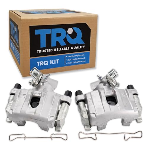 Image of TRQ Rear Brake Caliper Set Zinc Coated Brackets Compatible with 2009-2013 Mazda 3