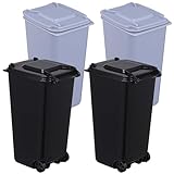 Baluue 4 piezas Mini Cubos Basura con Ruedas y Tapa Organizadores de Escritorio Multifunción para Oficina y Hogar de Negro Gris para Almacenar Papelería y Residuos Pequeños