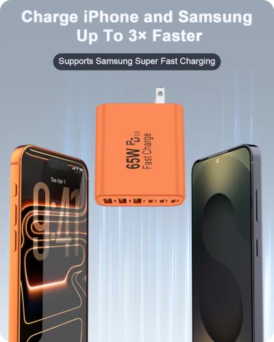 Image of FEEL2NICE 2-Pack 65W USB C Charger Block, 6-Port Fast Wall Charging Block [3 PD USB-C & 3 QC USB-A] for iPhone 17 16 15 Pro Max, iPad Pro, Galaxy S26 S25, Pixel 10 9, iWatch,Google & More
