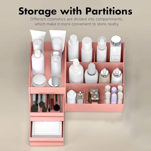 Image of Shuttle Art Plastic Modern Desk Organizer with Pencil Holders, Sticky Note, Paperclip Storage I Multi-Functional Office Table Accessories Desk Organization for School, Home, Office Supplies (Pink)