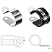 KKEETUR 80 Pcs Cable Clamps Assortment Kit, 7 Sizes 304 Stainless Steel Metal Cable Clamp, Insulated Wire Clamps Cushion Rubber Coated Pipe Hose Clamp 1/4