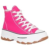 TRENDSUP 2-Inch Height Platform Lace-Up Canvas Sneakers - Fashionable, Comfortable, Durable, and Versatile Shoes for Everyday Casual Wear Fuchsia
