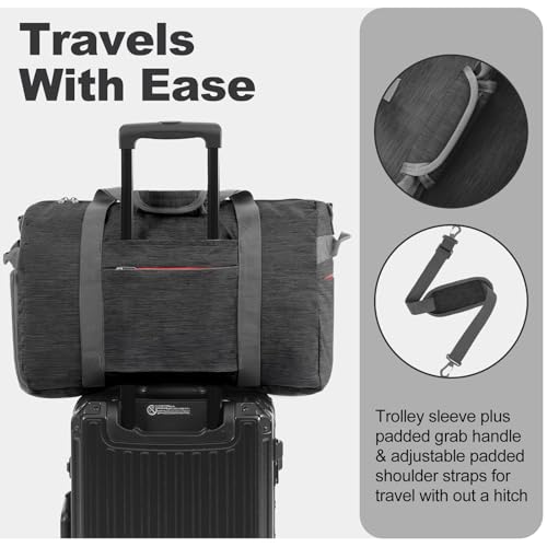 Image of Canway 40L Foldable Duffle Bag for Travel Men & Women Carry On 22 inchx14 inchx9 inch Airline Approved, Small Luggage Overnight Bag with Shoe Compartment, Water-Resistant Gym & Sports Bag