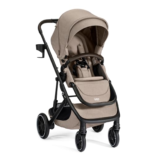 Britax Prism Modular Baby and Toddler Stroller, Infant Car Seat Compatible with Premium Fabrics, One-Hand Compact Fold, Telescoping Handlebar, All-Wheel Suspension, and All-Season Insert — Teak