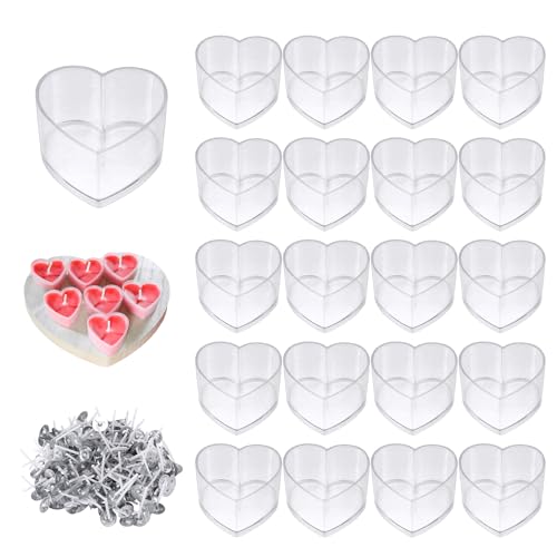 RYAN 50 Piezas Kit Velas Trros para Velas con 100 Kit Hacer Velas Mechas Juego de Velas DIY para Decoración de Bodas Decoración de Mesa Cumpleaños Sala de Estar 18 x 40 mm/Forma de Corazón