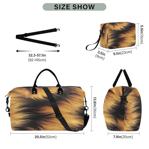 Fur Texture Travel Duffel Bag for Women Weekend Overnight Dag with Toiletry Bag, Luggage Bag for Travel, Sport, Gym3