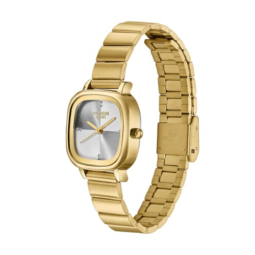 Image of Sonata Poze 9 with Quartz Analog White Dial IPG Strap Watch for Women - SP80189YM01W