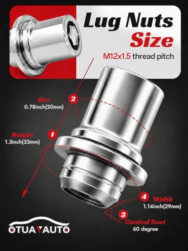 Image of OTUAYAUTO M12x1.5 Lock Lug Nuts Set, Replacement for Toyota Lexus