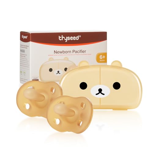 Image of Thyseed Classic Baby Pacifiers 100% Silicone Pacifers for Babies 6-18 Months, One-Piece Desigan, Orthodontic Pacifier, BPA-Free, 2 Pack