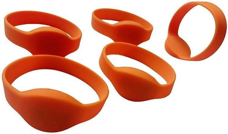 Miniatura 2 de YARONGTECH -13.56MHZ ISO14443A HF 1k S50 Color Naranja NFC Silicona RFID Pulsera Paquete de 5