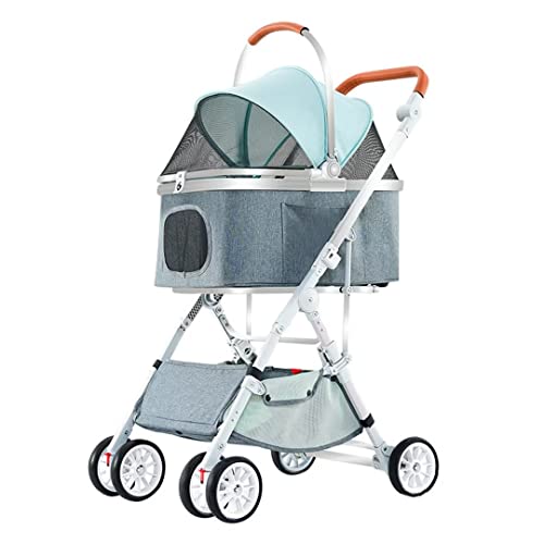 Cochecito para perros 3 en 1, carrito desmontable para mascotas con toldo ajustable, transportador portátil para perros y asiento de coche, cochecito universal para mascotas con 4 ruedas