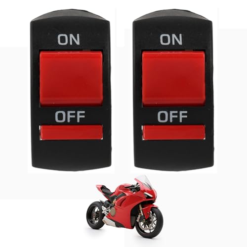 2 interruttori universali per moto da 22 mm – On/Off mini interruttori per manubrio moto, Dirt Bikes, ATV ed e-bike, supporto per fari LED, impermeabile, facile da installare