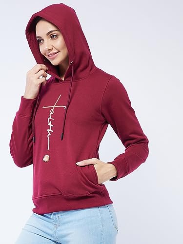 Image of Modeve Women Printed Hooded Sweatshirt for Winter