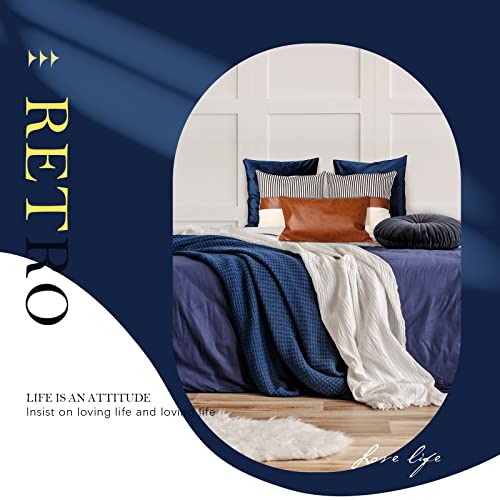 Tradder 5 Pcs Farmhouse Faux Leather Pillow Cover Modern Decorative Linen Throw Pillow Covers Boho Cushion Pillowcases For Couch Living Room, 20 X 20 Inch, 18 X 18 Inch, 12 X 20Inch (Stylish Style) #TOP6