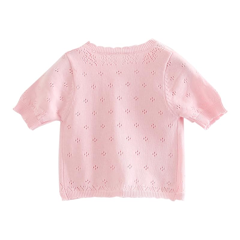 ASHER FASHION Girls Bolero Cardigan Short Sleeve Kids Cute Retro Knitted Hollow Shrug Sweaters Dress Cover Up Crop Tops2