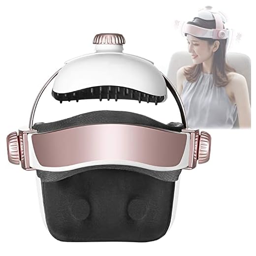 Massaggiatore Elettrico Per La Testa, Casco Massaggio Al Collo Con Calore,Impastamento,Compressione Dell'Aria, Massaggiatore Punti Di Agopuntura -Musica/Telecomando,Per Sollievo Dallo Stress,Pink