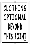 Rogue River Tactical Funny Bedroom or Bathroom Ocean Nude Beach Metal Tin Sign Wall Decor Bar Coastal Clothing Optional Beyond This Point