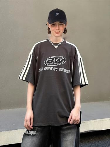 Mens Oversize Graphic Raglan T Shirt Vintage Letter Print Speedway Racing Tees Casual Unisex Streetwear Tops3