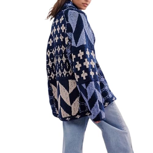 Image of LaurelTree Womens Cardigan Sweaters Open Front Button up Weaters Y2k Knit Chunky Winter Outerwear Coats with Hem Drawstring