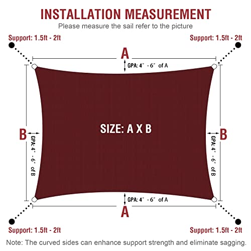 Duerer Sun Shade Sails Canopy 10' X 13' Rectangle, 95% Uv Blockage, 185Gsm Sail Shade Keep Cool For Patio, Garden, Pergola, Backyard, Outdoor Facility & Activities -Terracotta #TOP5
