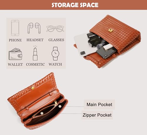 Leather Woven Tote Bag for Women, Top Handle Satchel Handbag Crossbody Bag, Women's Shoulder Bag Woven Purse3