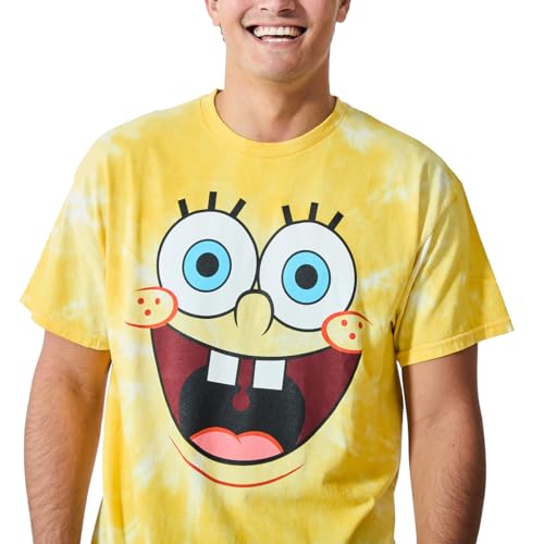 Spongebob Squarepants Big Face Spongebob Men's Yellow Spiral Wash Crew Neck Short Sleeve T-Shirt2