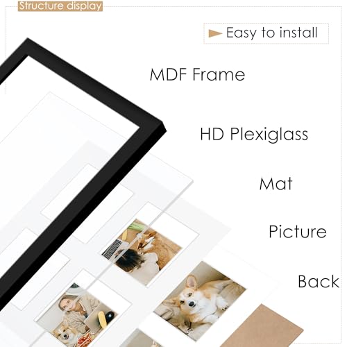 Image of DUENPY 10x10 Collage Picture Frame 4x4 Picture Frames Collage Wall Decor Displays Four 4x4 inch Photos Available Horizontal Wall Mounting Display and Vertical Black
