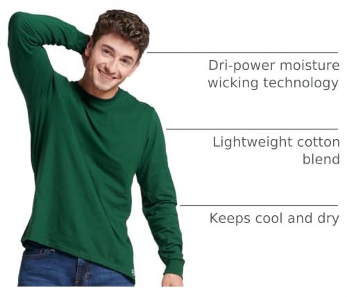Image of Russell Athletic Men's Dri-Power Long Sleeve Tees, Moisture Wicking, Odor Protection, UPF 30+