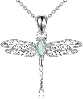 VONALA Dragonfly Necklace for Women Sterling Silver Dragonfly Moonstone/Moss Agate/Blue Crystal/Turquoise/Aquamarine Pendant Necklace for Women Dragonfly Jewelry Gift for Women Girls Lover Birthday